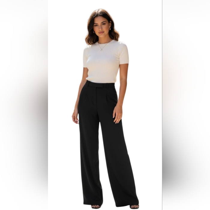 "A Byer" California Misses Petite (4) Jet Black High Waist Wide Leg Pants